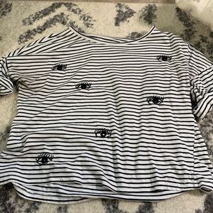 Stripped tee with eye print